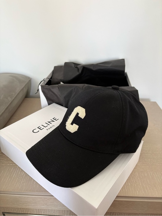 Celine Accessories - CELINE Black Cotton Baseball Cap Logo C Kaia Gerber 2021 Campaign Size S Unisex